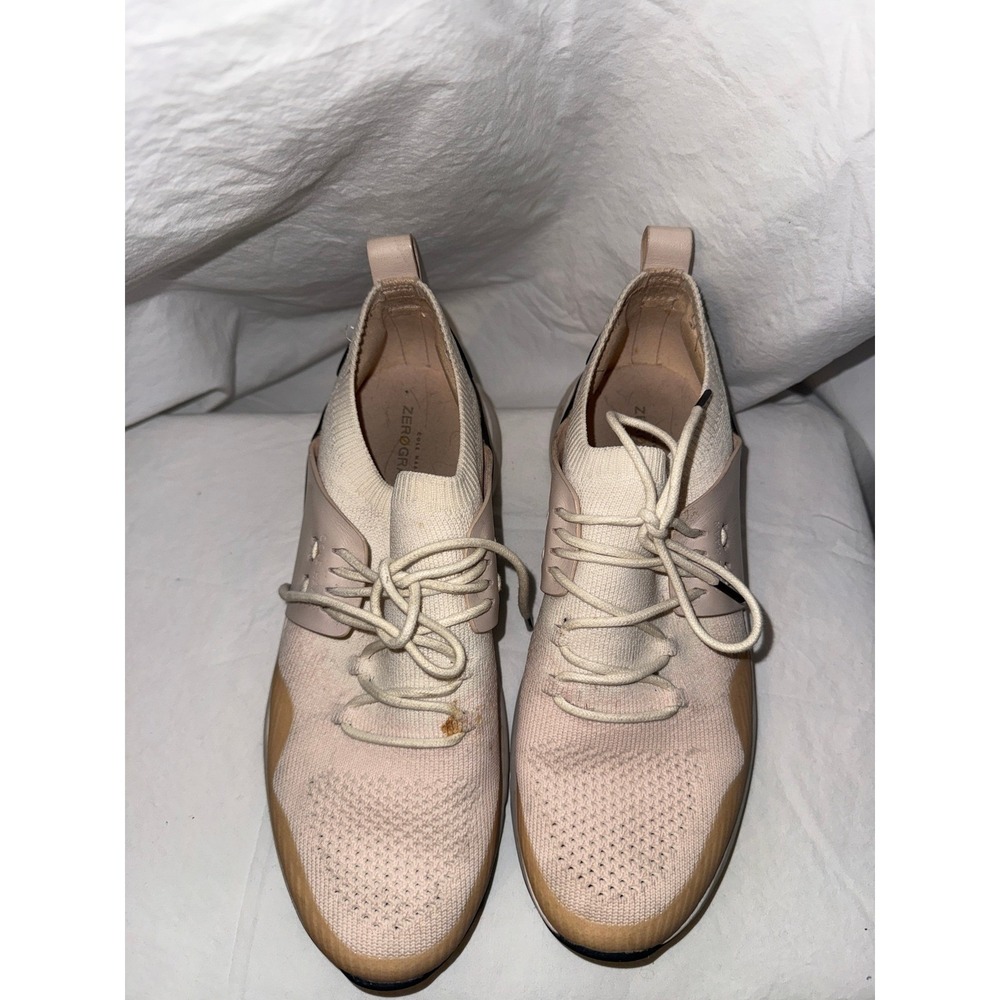 Cole Haan ZeroGrand Womens 8.5 Cream Tan Knit Leather Sneakers W18361